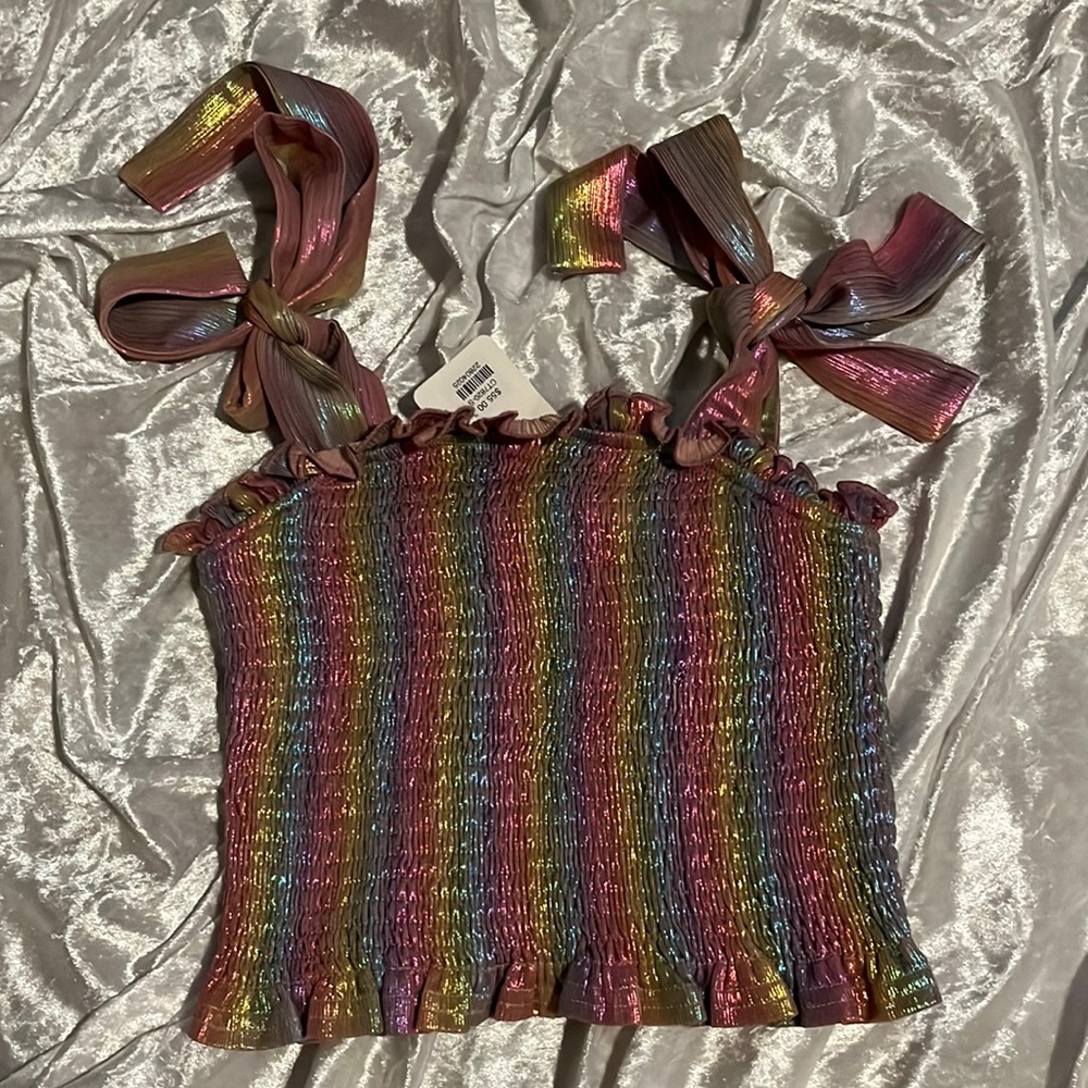 NWT Boutique TCEC Iridescent Bow Sleeve Tank / Top / Shirt